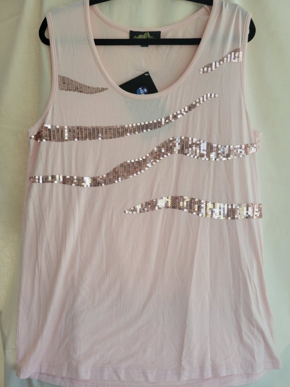 NWT Joan Boyce Pink Sequin Wave Tank Top 1X XL